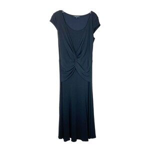 Karen Kane Womens Fit & Flare Maxi Dress Size M Black Twist Front Stretch Dressy